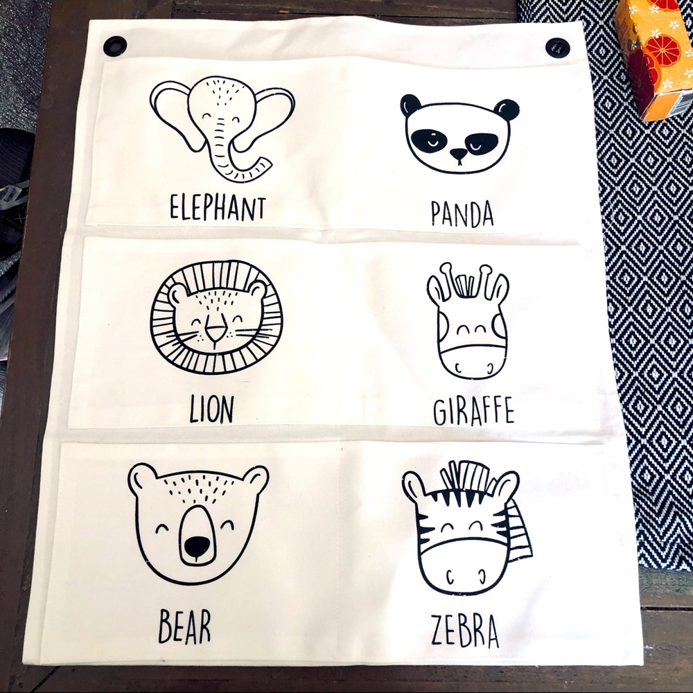 White and black Animal safari pockets hangings
